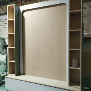Custom built-in TV cabinet installation by Samui Home Service with humidity protection