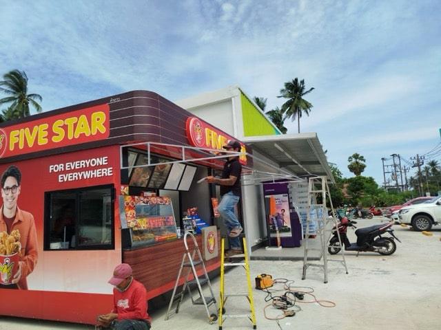 Custom canvas awning system installed by expert contractors in tropical Samui home