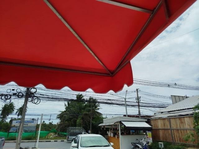 Before and after canvas awning installation project showcasing quality workmanship in Koh Samui