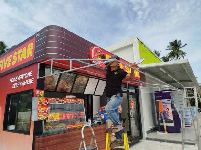 Custom canvas awning system installed by expert contractors in tropical Samui home