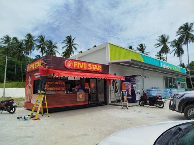 Before and after canvas awning installation project showcasing quality workmanship in Koh Samui