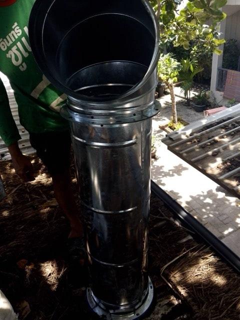 Before and after kitchen ventilation improvement in Koh Samui