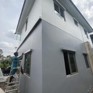 Before and after house painting transformation in Koh Samui showing weather protection